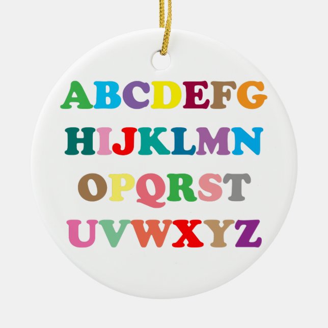 ABC's colourful letters Ceramic Ornament (Front)