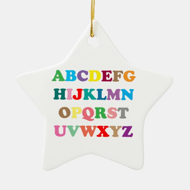 ABC's colourful letters Ceramic Tree Decoration (Front)