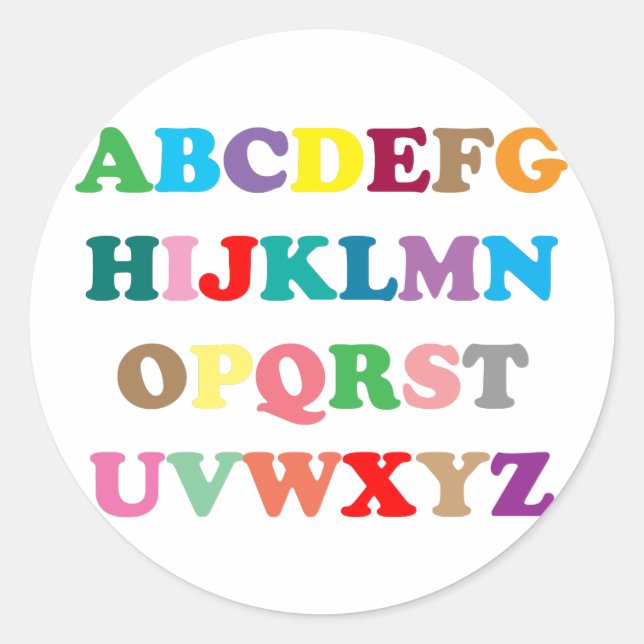 ABC's colourful letters Classic Round Sticker (Front)