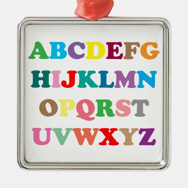 ABC's colourful letters Metal Ornament (Front)
