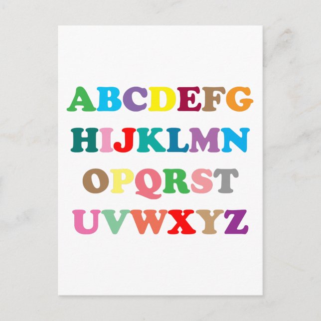 ABC's colourful letters Postcard (Front)