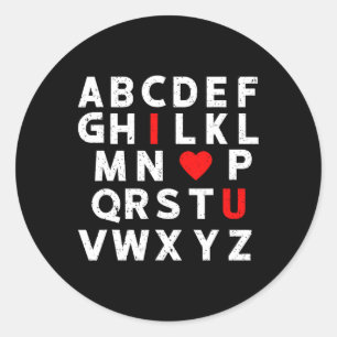 Abc's I Love U Cute I-love-you Alphabet Teacher Va Classic Round Sticker