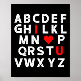 Abc's I Love U Cute I-love-you Alphabet Teacher Va Poster