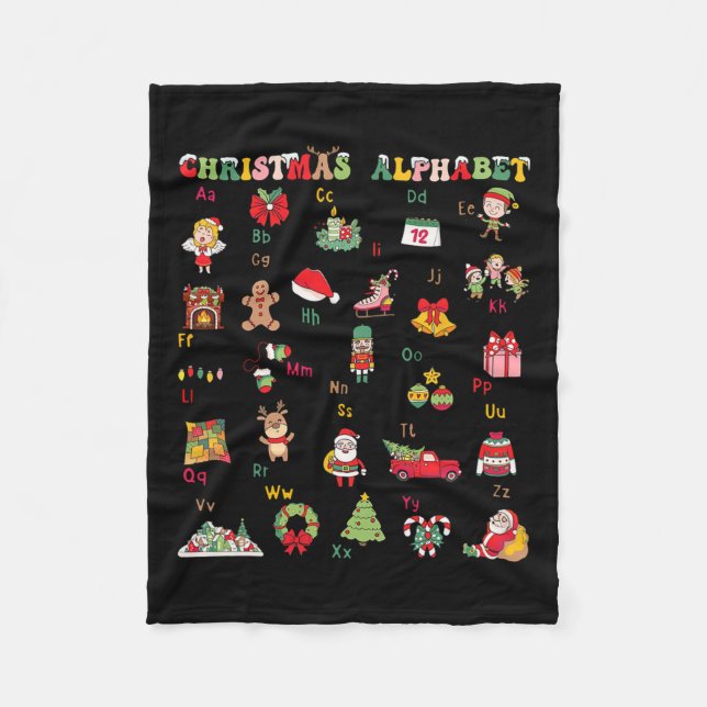 Abcs Learning Kindergarten Teacher Christmas Light Fleece Blanket (Front)