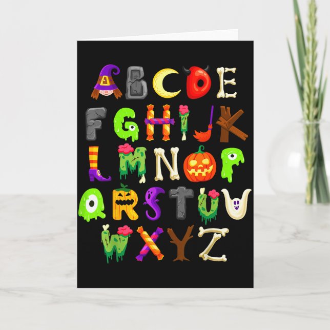 Abcs Learning Kindergarten Teacher Funny Halloween Card (Front)