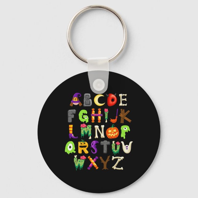 Abcs Learning Kindergarten Teacher Funny Halloween Key Ring (Front)