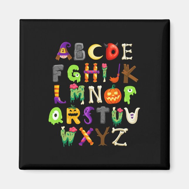 Abcs Learning Kindergarten Teacher Funny Halloween Magnet (Front)