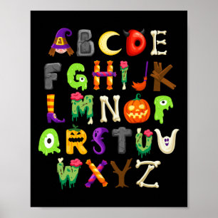 Abcs Learning Kindergarten Teacher Funny Halloween Poster