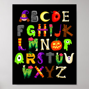 Abcs Learning Kindergarten Teacher Funny Halloween Poster