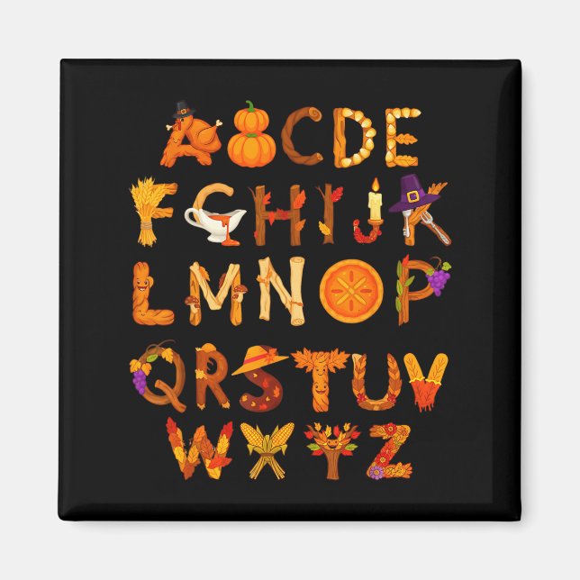Abcs Learning Kindergarten Teacher Thanksgiving Al Magnet (Front)