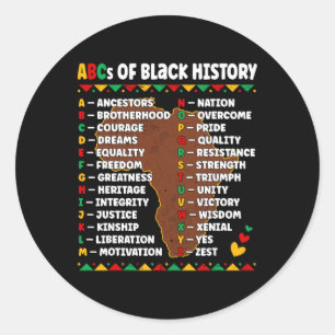 Abcs Of Black History Month Kid Teacher Women Men Classic Round Sticker
