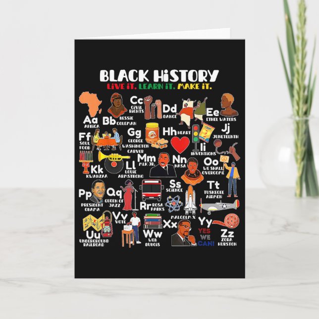 Abcs Of Black History Month Pride Live It Learn It Card (Front)