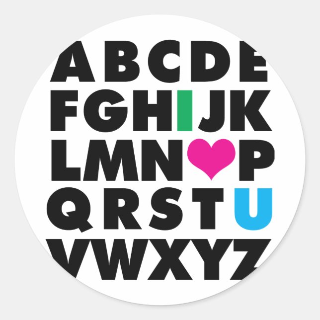 ABC's of Love Classic Round Sticker (Front)