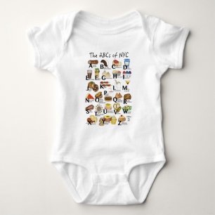 ABCs of NYC Iconic New York City Foods Alphabet Baby Bodysuit