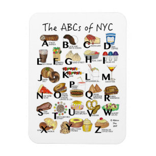 ABCs of NYC Iconic New York City Foods Alphabet Magnet
