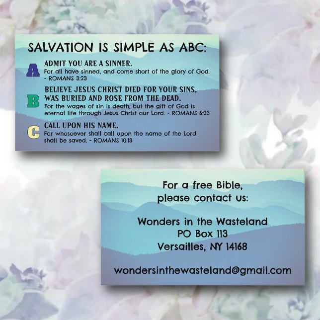 ABC's of Salvation Gospel Tract KJV Scripture Business Card (Creator Uploaded)