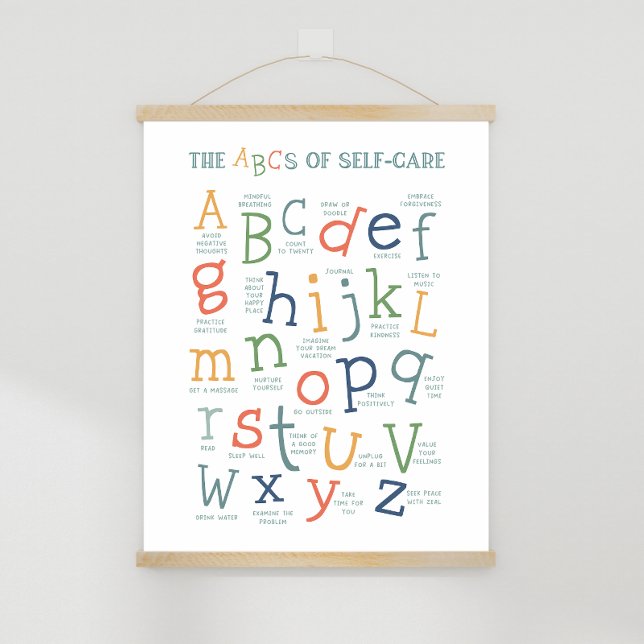 ABCs of Self Care Poster (ABCs of self care, positive self talk, counselor office, positive affirmations, mindset posters)