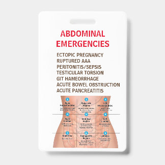 ABDOMINAL EMERGENCIES Reference Card - Double Side ID Badge