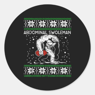Abdominal Swoleman Yeti Fun Christmas Gym Weightli Classic Round Sticker