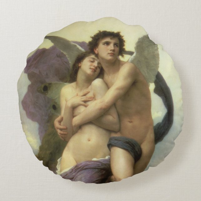 Abduction (aka Ravishment) of Psyche by Bouguereau Round Cushion (Back)