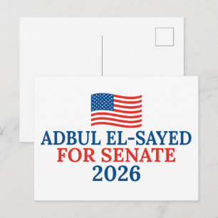 Abdul El-Sayed for Senate Michigan 2026 Election Postcard