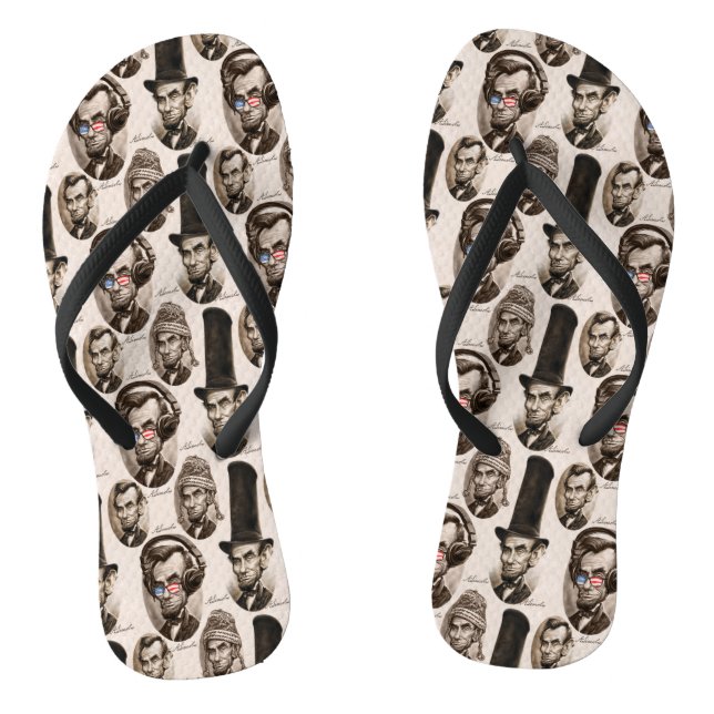 Abe Chillincoln Lincoln Pattern Thongs (Footbed)