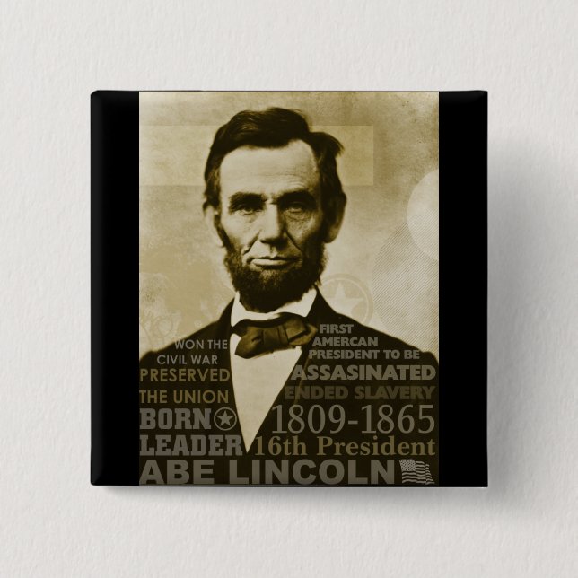 Abe Lincoln 15 Cm Square Badge (Front)