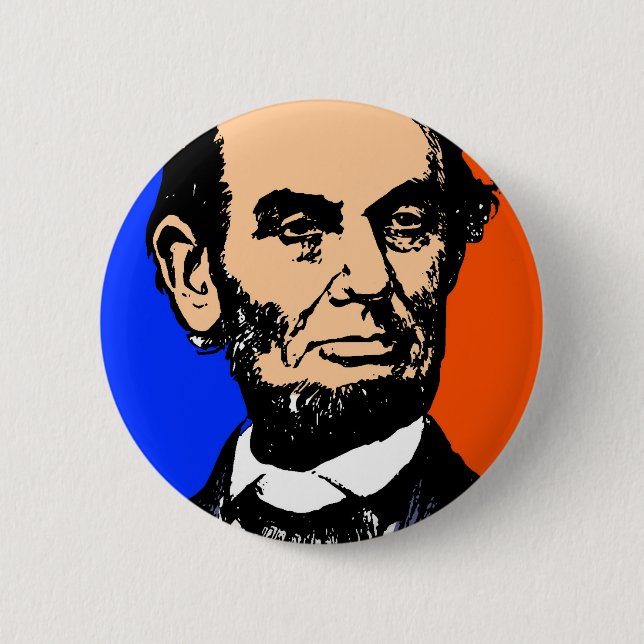 ABE LINCOLN (2)   6 CM ROUND BADGE (Front)
