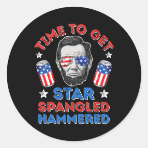 Abe Lincoln 4th Of July Time To Get Star Spangled Classic Round Sticker