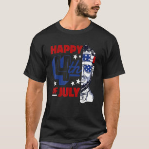 Abe Lincoln Beard Sunglasses & American Flag 4th O T-Shirt