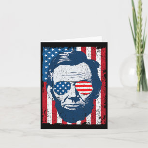 Abe Lincoln Beard Sungles And American Flag 4th Of Card