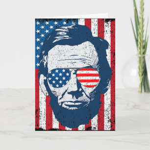 Abe Lincoln Beard Sungles And American Flag 4th Of Card