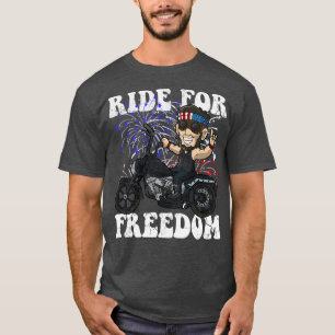 Abe Lincoln Biker Ride For Freedom USA America Pat T-Shirt