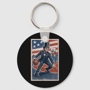 Abe Lincoln Dribbling - Aamerican Basball Player Key Ring
