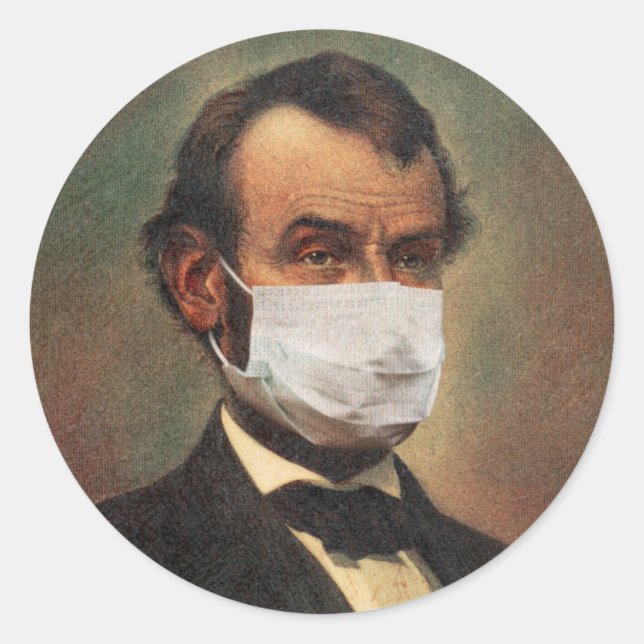ABE LINCOLN FACE MASK Classic Round Sticker (Front)
