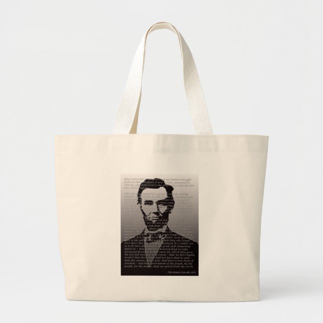 Abe Lincoln Gettysburg Address Large Tote Bag (Front)