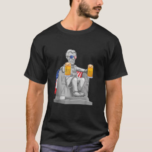 Abe Lincoln Men 4th of July Drinkin Memorial Gift T-Shirt
