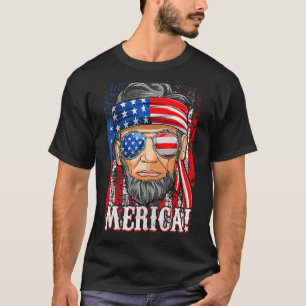 Abe Lincoln Merica American Flag 4th Of July Men T-Shirt