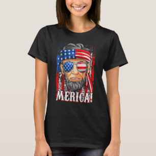 Abe Lincoln Merica American Flag 4th Of July Men T-Shirt