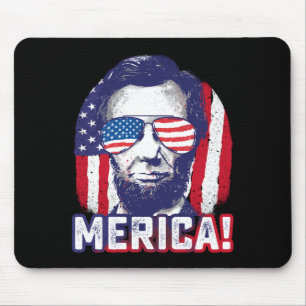 Abe lincoln merica funny 4th of july usa patriotic mouse pad
