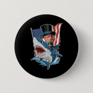 Abe Lincoln Riding Shark Awesome Fourth Of July Gr 6 Cm Round Badge