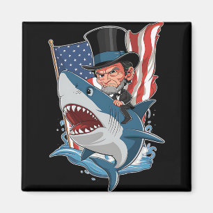 Abe Lincoln Riding Shark Awesome Fourth Of July Gr Magnet