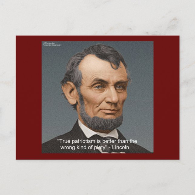 Abe Lincoln "True Piety" Quote Postcard (Front)