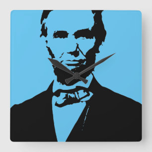ABE LINCOLN (TWO) SQUARE WALL CLOCK