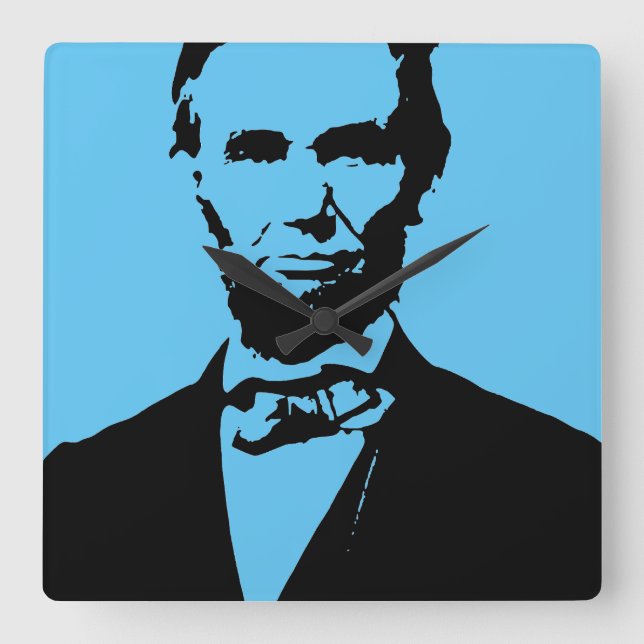 ABE LINCOLN (TWO)  SQUARE WALL CLOCK (Front)