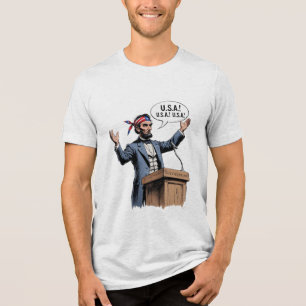 Abe Lincoln: "USA! USA! USA!" Tri-Blend Shirt