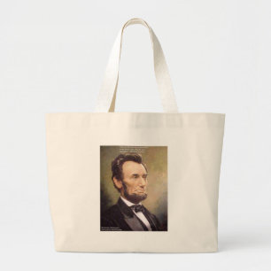 Abe Lincoln "Wiser" Quote Gifts Tees Cards Etc Large Tote Bag