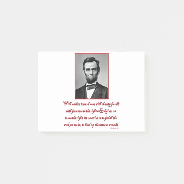 Abe-Malice-towards-none Post-it Notes (Front)