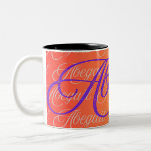 Abegail Repeating Name Pattern Two-Tone Coffee Mug