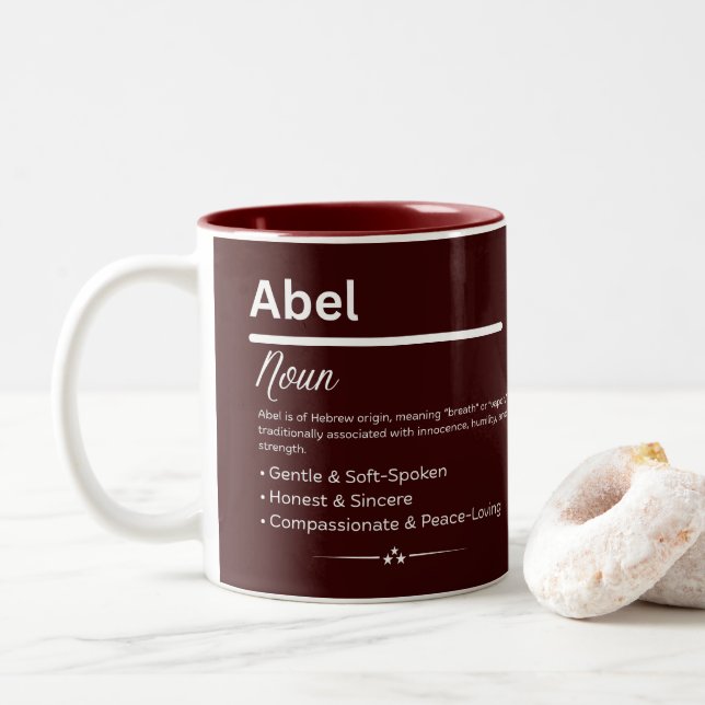 Abel Personalized Name Two-Tone Coffee Mug (With Donut)